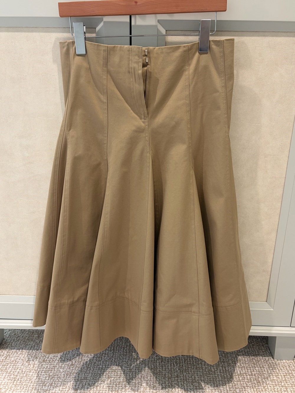 ZARA Women’s High-Waist A-Line Flared Skirt — Tan